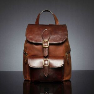 Women’s Explorer Medium Backpack in vintage brown leather, featuring structured pockets and a soft, flexible body.