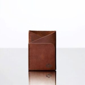 Men’s Astin Geometric Cardholder in rich brown leather, featuring a slim, modern profile with precise stitching and premium craftsmanship.