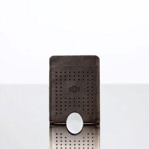 Sleek Franklin Brown Cardholder, featuring a perforated leather design with an intuitive finger cutout for easy card access.