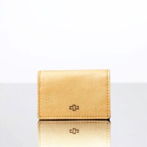 Tan leather Harrington Pouched Cardholder for men, designed for style and function with multiple card slots and an expandable pouch.