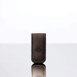 Classic brown Belvoir leather money clip, handcrafted for men who value premium quality and minimalist design.