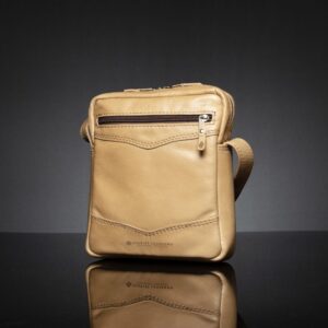 Back view of the Montrose Sling Bag in tan leather, featuring a zippered rear pocket for secure storage.