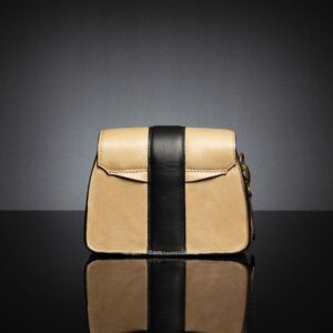 Back view of the women's Belle genuine leather bag in tan, showcasing refined stitching and premium leather finish.
