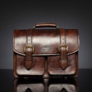 Benjamin Classic Laptop Bag in vintage brown full-grain leather, featuring a structured design and timeless aesthetic.