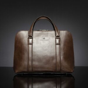 Reagan Euro brown leather laptop bag, crafted from full-grain leather with a timeless business design.