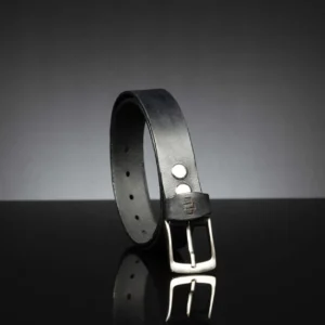Classic black leather belt, 35mm wide, designed for formal and professional wear.