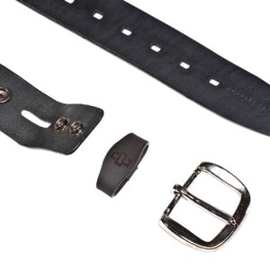 Interchangeable buckle system for 40mm casual leather belts, allowing customization.