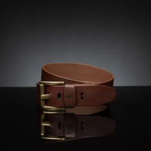 Wide brown leather belt, 50mm, crafted for durability and everyday casual styling.