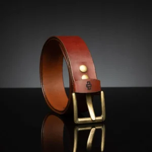 50mm wide rich tan leather belt, designed for casual wear with jeans and everyday outfits.