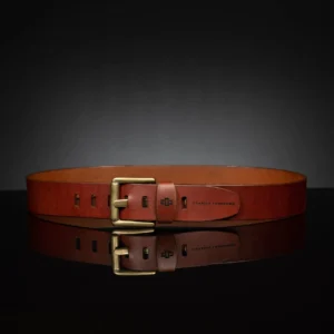 Classic 50mm wide rich tan leather belt, perfect for a sturdy jeans fit and everyday styling.