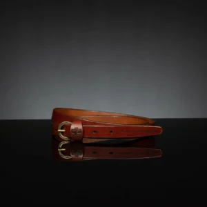 Genuine leather 20mm skinny belt in rich tan, perfect for casual and modern styling.