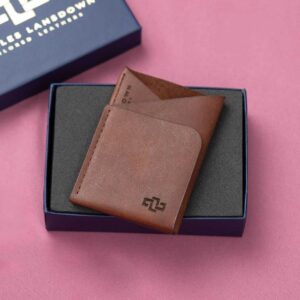 The Arabella Geometric Cardholder in rich brown, packaged in a luxury gift box—ideal for personal or corporate gifting.
