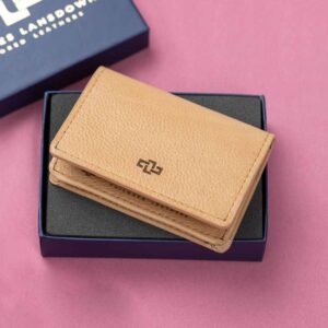 Luxury tan leather pouched cardholder in a premium Charles Lansdown gift box, perfect for stylish and practical gifting.
