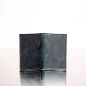 Women's cardholder in denim blue, inside compartments view showing multiple card slots and minimalist design.