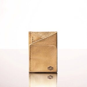 Modern and compact, the Arabella geometric cardholder in tan leather offers a stylish way to store cards and folded notes.