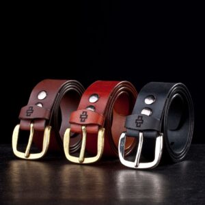 Men's collection of 40mm wide casual leather belts, ideal for pairing with jeans or chino's.
