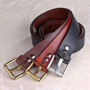 Women's 50mm extra wide casual leather belts in multiple colors, crafted for a snug fit in jeans loops and a great winter waist belt.