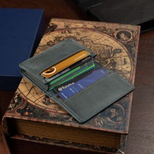 Men’s Harrington Pouched Cardholder in denim blue. Stylish and practical design with dedicated card slots and expanding pouch.